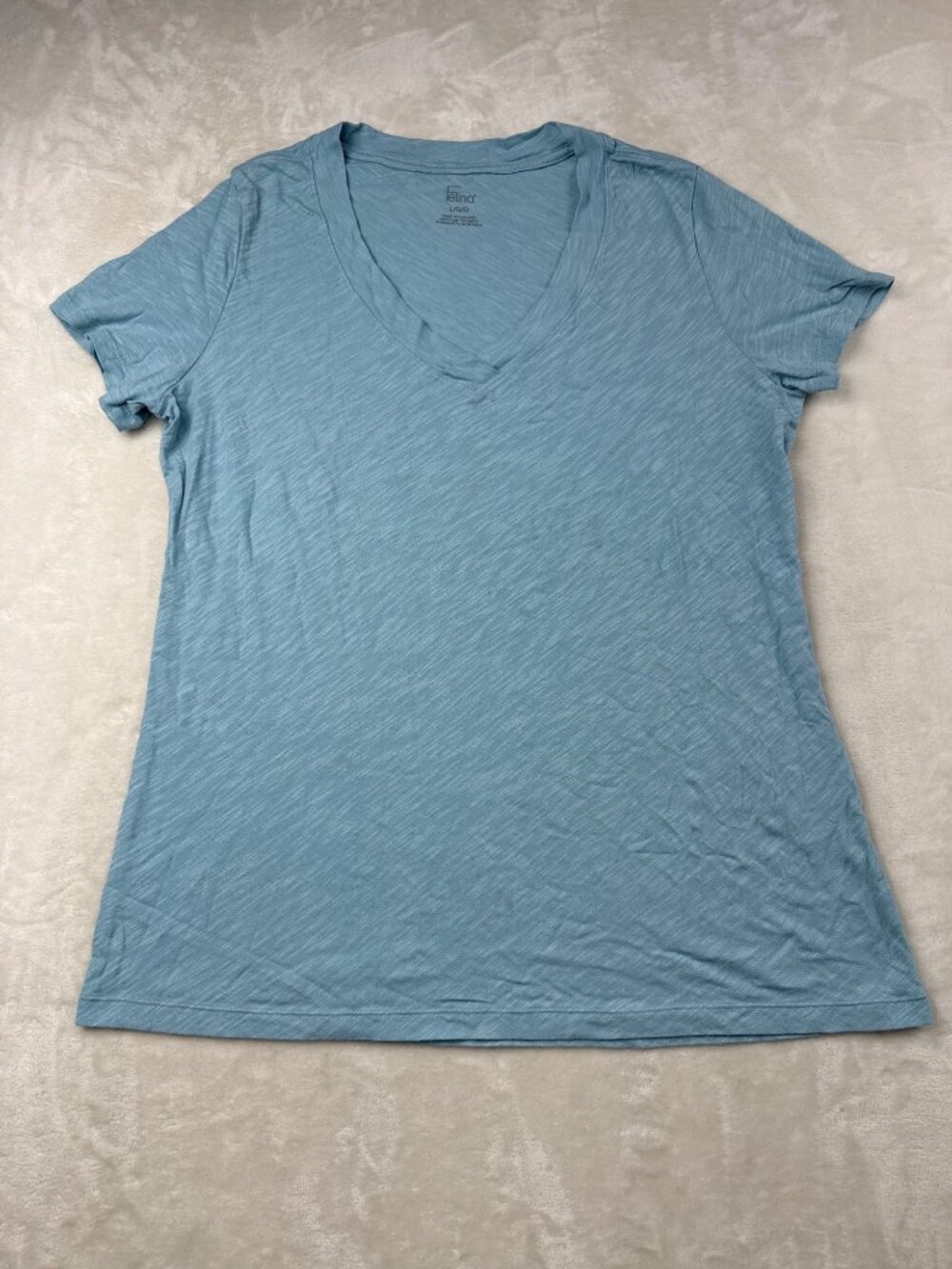 Light Blue Felina Womens V-Neck Short Sleeve T-Shirt Size Large